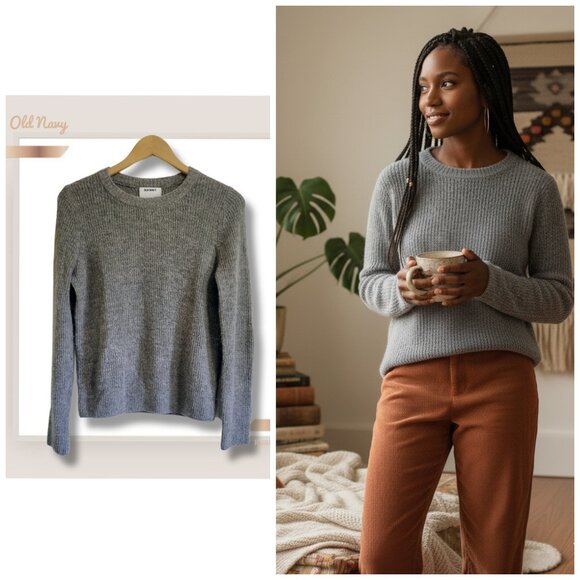 🌿Old Navy Women's Small Gray Soft Knit Pullover Sweater - Picture 1 of 13